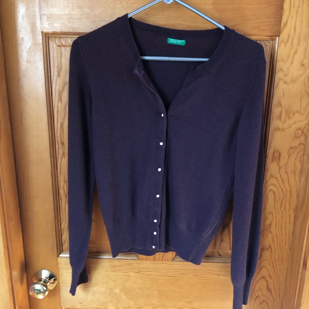 Unknown Women’s Purple Cardigan, size Medium Angora, Wool blend